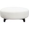 Saltoro Sherpi Ikka 40 Inch Round Ottoman, Padded, White Faux Sheepskin Upholstery, Black-